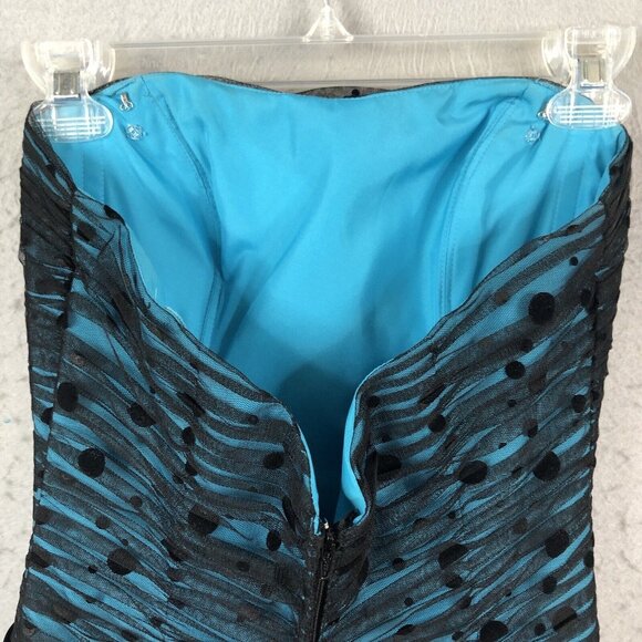 Flirt By Maggie Sottero Dress Womens Small Teal Black Short Prom Event Netting - Picture 14 of 16